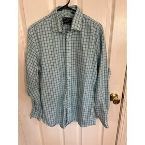 Spier & Mackay Blue/Green Plaid Contemporary Button Down  Shirt‎ Size 15.5/34